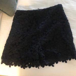 Black lace floral shorts